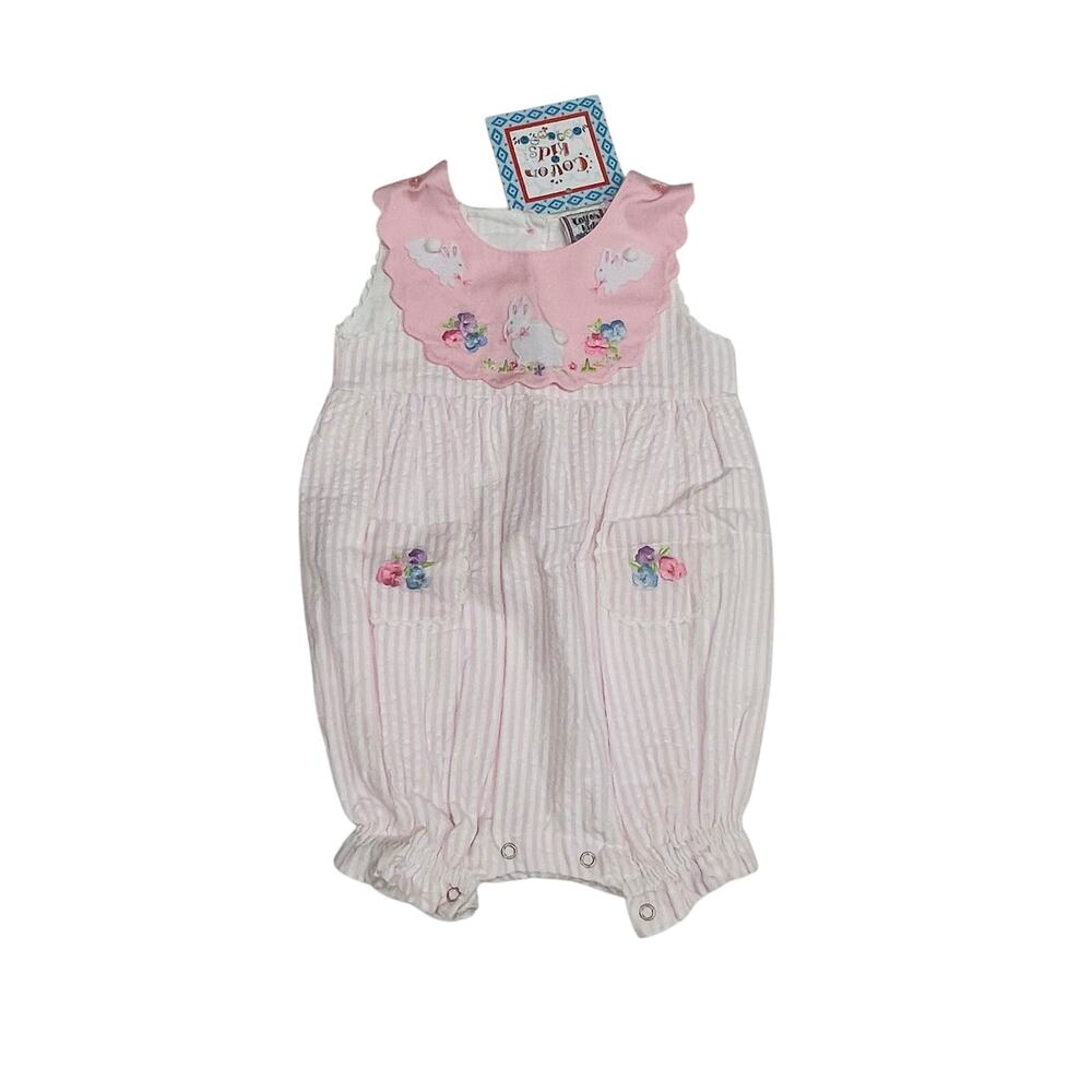 NWT Cotton Kids 18M Reversible Collar Bunny Romper